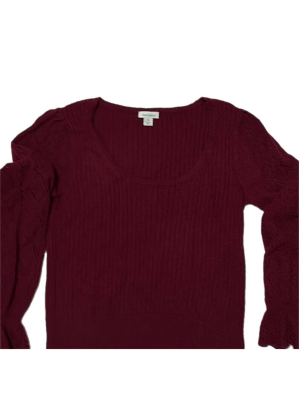 Sundance Sweater Womens M Burgundy Crop Lace Flounce Cuff Cottage Artsy Boho - Picture 14 of 16